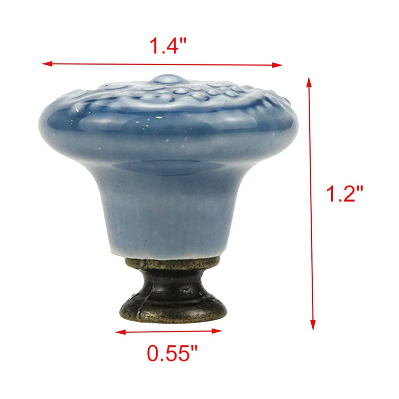 4 Pcs Ceramic Cabinet Kitchen Knobs Handles Vintage Round Single Hole Knobs for Drawer Cupboard Closet, with Mounting Screws, Blue