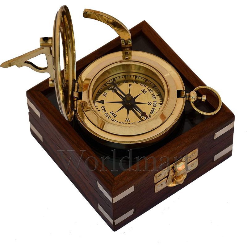 Nautical Brass Sundial Compass, Personalized Compass, Mens Gift, Groomsmen Gift, Wedding Gift, Hiking Gift, Corporate Gift, Engraved Gift