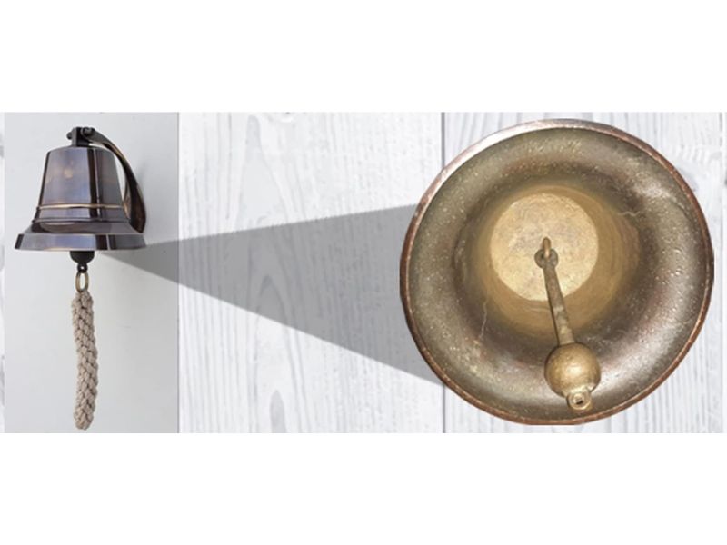 Solid Brass Wall Mounted Ship Bell, Bronze Finish Marine Hanging Bell for Dinner, Indoor &amp;amp; Outdoor Use, School, Bar, Reception, Restaurant, Nautical Decor by Roorkee Instruments India
