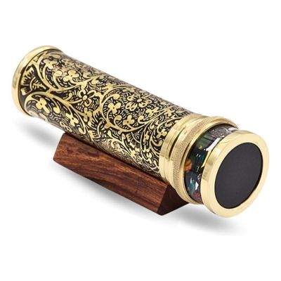 Handcrafted Giant Etched Brass Kaleidoscope – Antique Lacquered Optical Toy with Oil Object Chamber – Unique Home Décor Collectible &amp;amp; Artistic Gift for Adults and Collectors