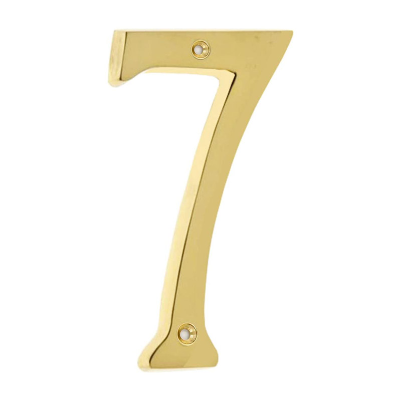 4 Inch Premium Bright Solid Brass Door House Numbers and Street Address Plaques Numbers for Residence and Mailbox Signs (Number 7)