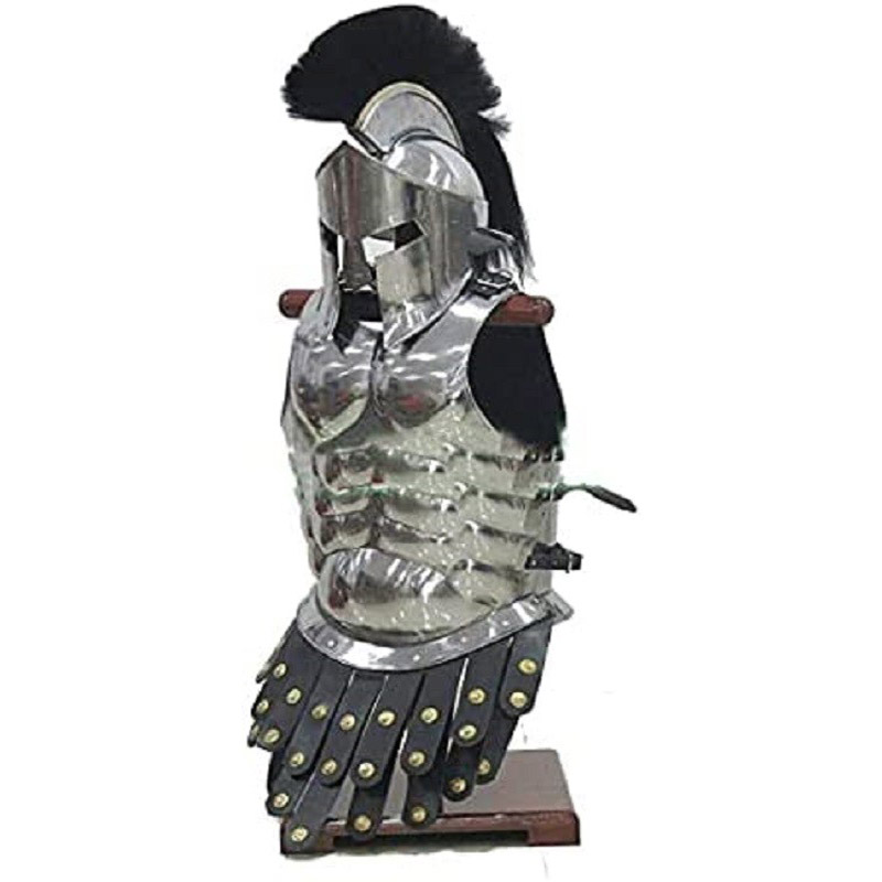 300 Medieval Knight Roman Armor Helmet Spartan Costume W/ Muscle Jacket Set Silver