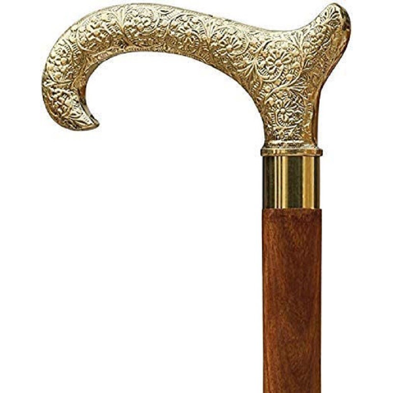 Premium Quality - Derby Canes and Walking Sticks with Brass Handle - Affordable Gift Wooden Decorative Walking Cane Fashion Statement for Men/Women/Seniors/Grandparents