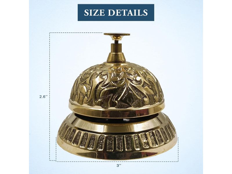 Solid Brass Victorian Style Service Desk Bell – Vintage Call Bell for Hotel, Office, Reception & Restaurant Counters | Antique Brass Finish Table Bell for Service, Concierge, or Home Décor