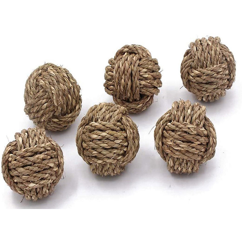  6 Indian Grass Rope Balls/Nautical Balls/ Vase Filler/Living Room Décor/Decoration Balls Ornaments (Grass)