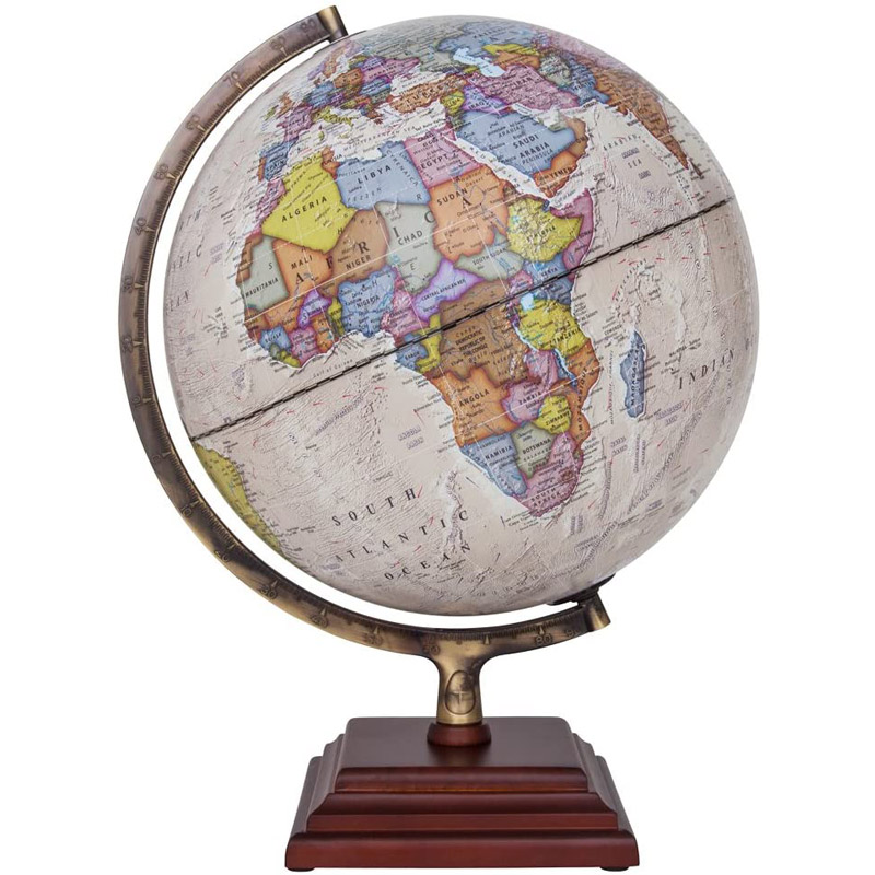 Illuminated 12 Inches Globe with Stand - Over 4, 000 Up-To-Date points of Interest - Wood 3-Step Style Stand & Politically Styled World Globe for Home, Office & Classroom