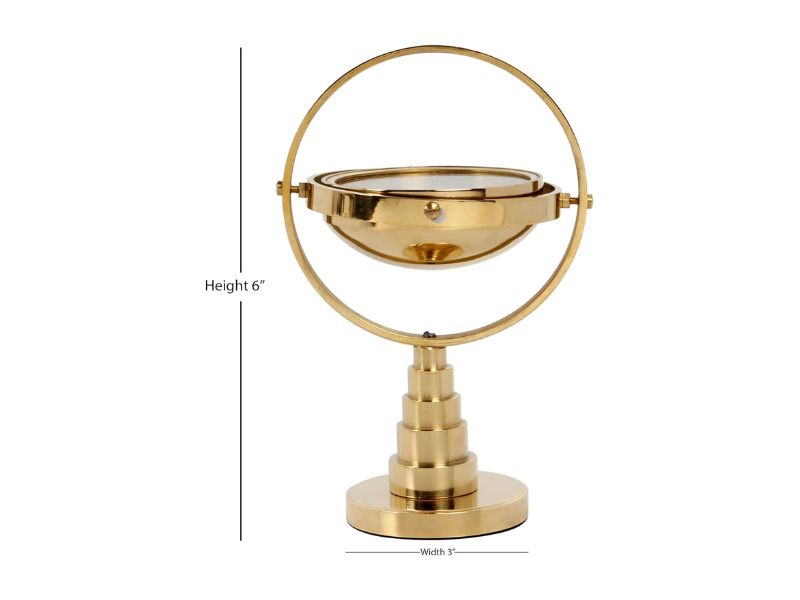 Brass Gimbals Nautical Compass with Rotating Axis and Stand | Fully Functional Maritime Directional Compass | Brass Finish Decorative Compass Gift for Sailors, Captains, Office & Home Decor