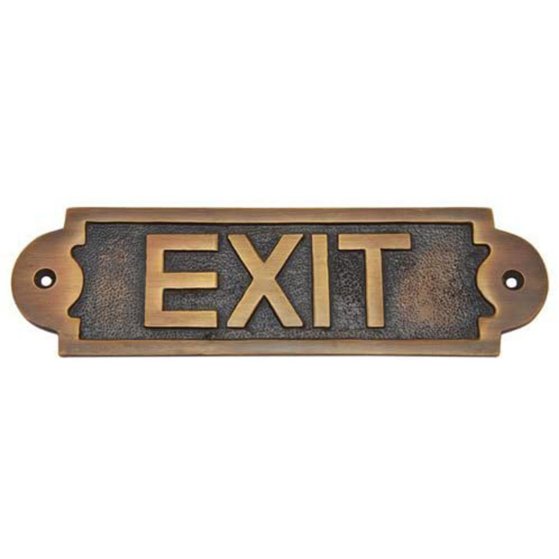 Exit Brass Door Sign - Antique Brass