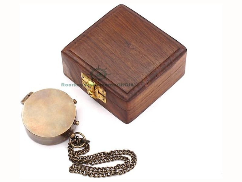 Pocket Brass Compass with Indian Rosewood Case – Vintage Nautical Navy Compass for Camping, Hiking, Boating, Travelling – Gift for Graduation, Wedding, Birthday, Anniversary from Mom Dad
