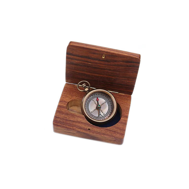 Solid Brass Compass Not All Those Who Wander Are Lost with Wooden Box