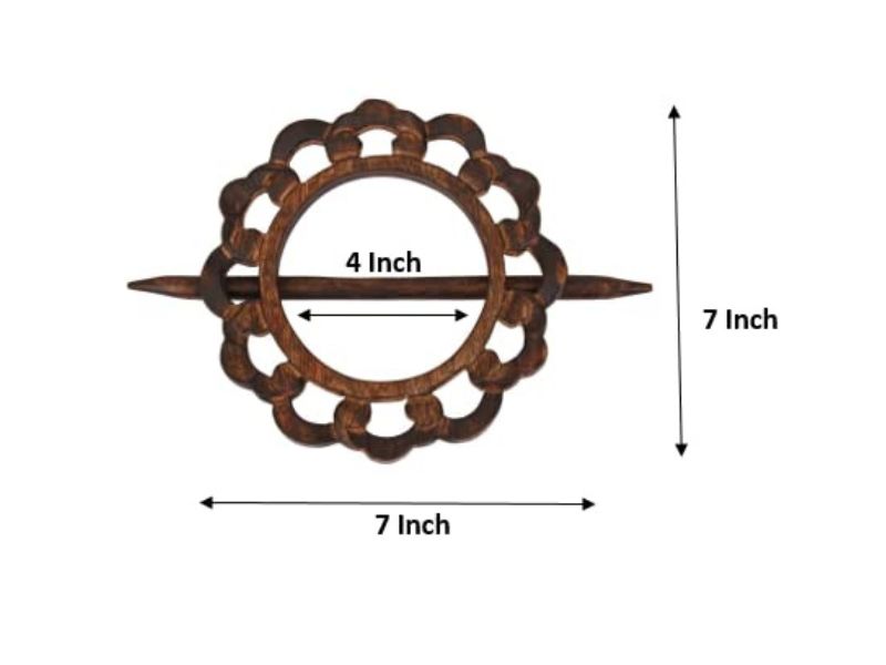 Handcrafted Wooden Curtain Tieback Holders with Stick | Vintage Floral Carved Design | Decorative Drape Holders for Living Room, Bedroom & Home Décor | Boho Window Accessories (Set of 2)