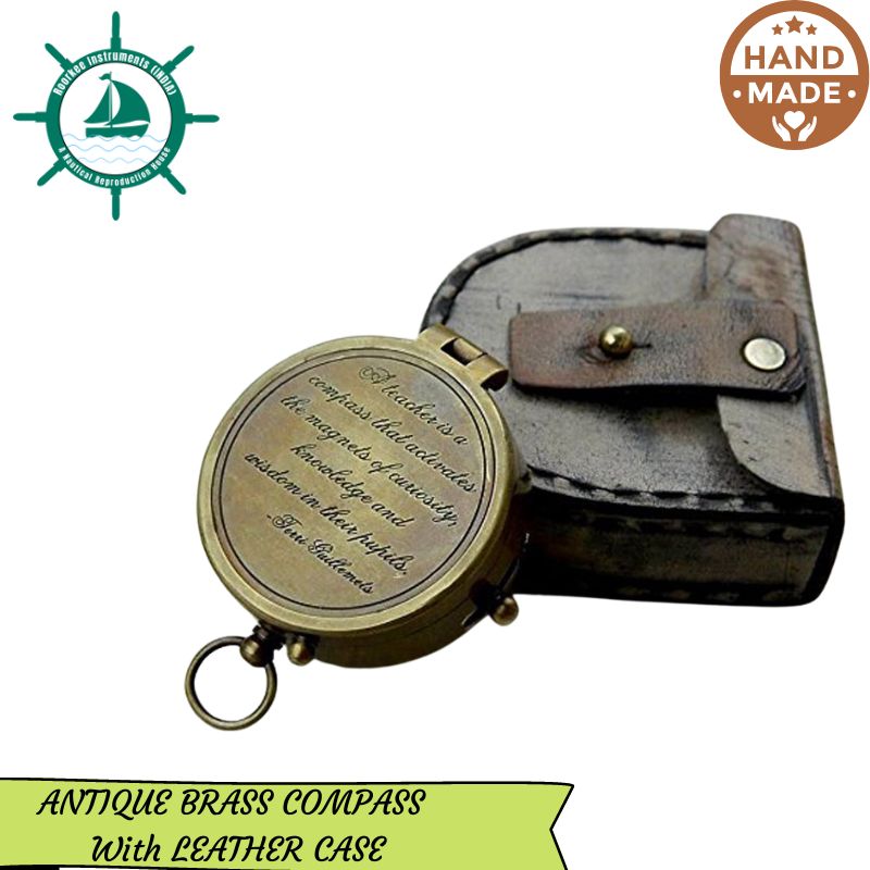 Teacher Brass Compass with Beautiful Leather Case