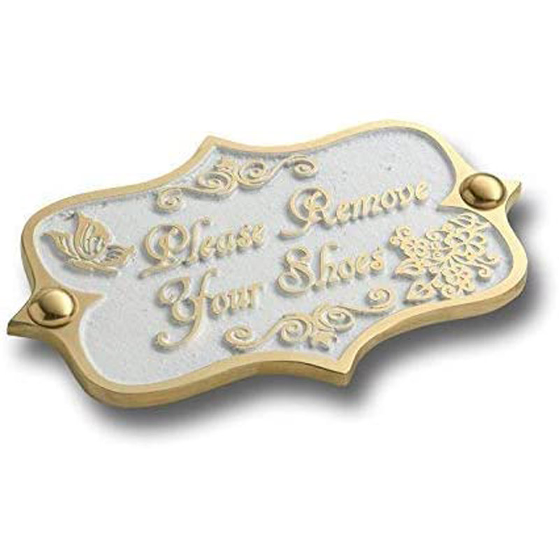 Please Remove Your Shoes Brass Door Sign. Vintage Shabby Chic Style Home Décor Wall Plaque Handmade