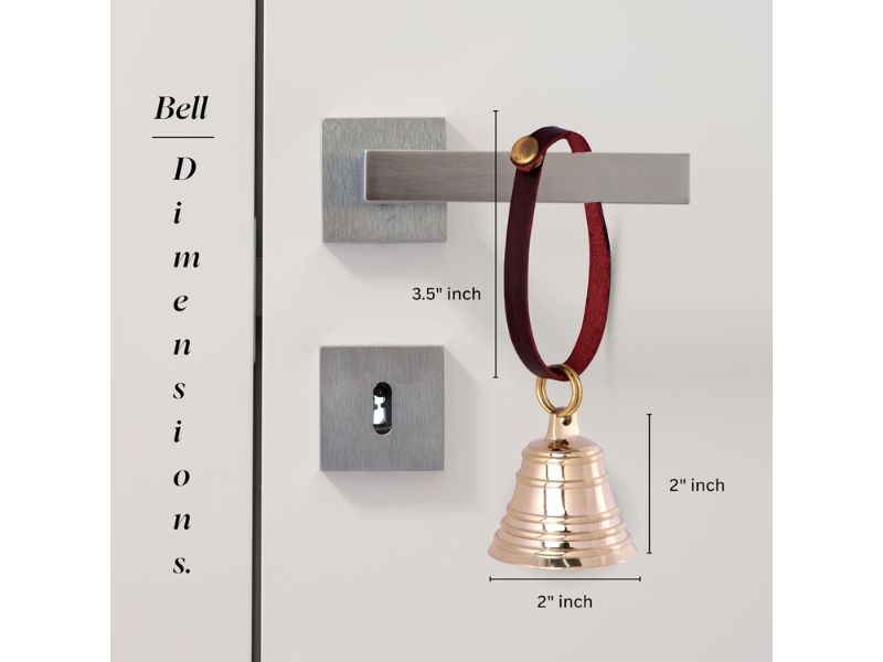 Brass Hanging Entry Bell with Leather Strap – Vintage Wall Mounted Doorbell for Home, Barn, Farmhouse, or Store – Decorative Brass Finish Door Bell for Indoor & Outdoor Use