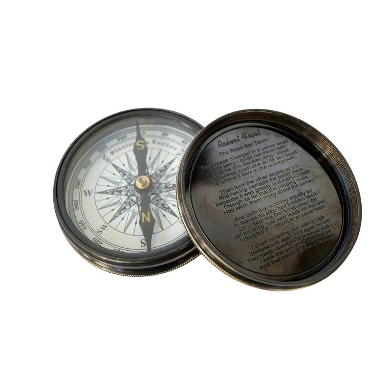 Brass Compass Antique Nautical Maritime 3&quot; Poem Compass Stanly London 1885 Pocket Compass