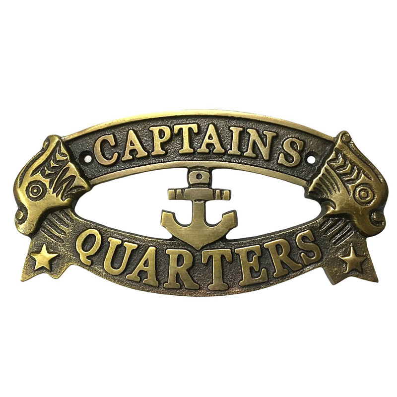 Captain Quarters Sign Nautical Antique Plaque Ship Boat Sign Wall Decor, Captain Quarters Plaque Solid Brass Nautical Captain Quarters Sign