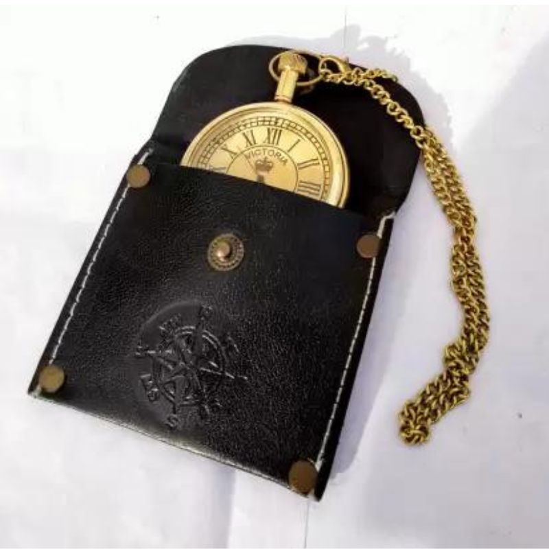 Handmade Victoria Crown Shiny Brass Pocket Watch 