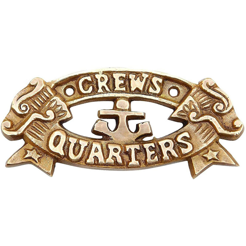 Brass Crews Quarters Nautical Wall Plaque – Metal Sign - Antique Brass - Wall Art - Décor Accessories - Beach Theme - Sand Cast - Handcraft Brass