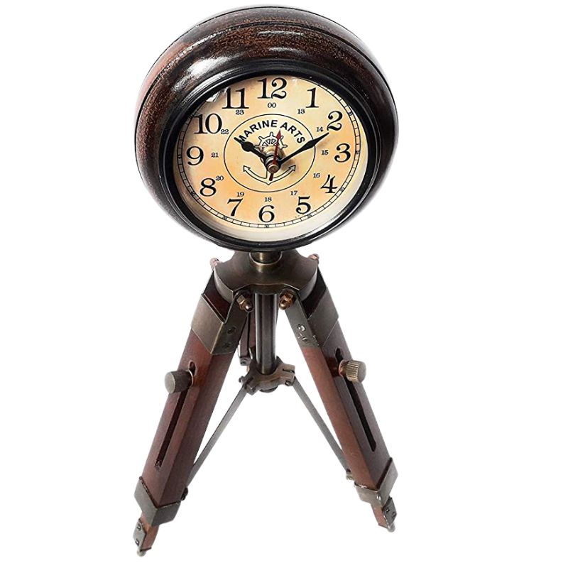 Handmade Anchor Marine Arts Clock with Wooden Tripod Stand