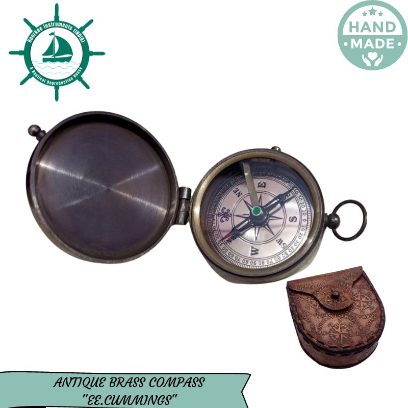 Antique Nautical Engravable Directional Magnetic Compass with Leather Case for Loved Ones