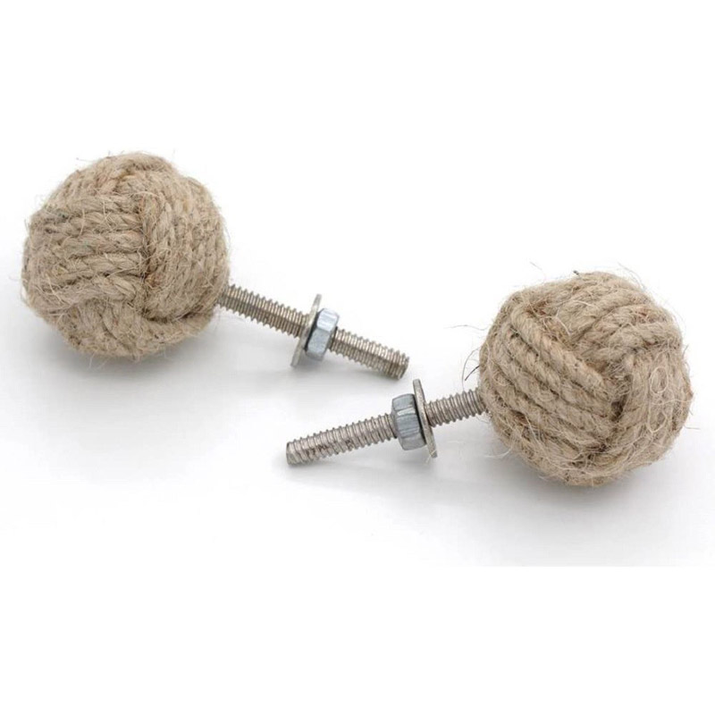 10 Rope Doorknobs Nautical Twisted Decorative Jute, Rustic Rope Knot Drawer Pull and Push, Furniture Handles/Knobs, Cabinets, Wardrobes, Cupboards, Drawer, Nautical Hardware Décor, 1.25 Inches