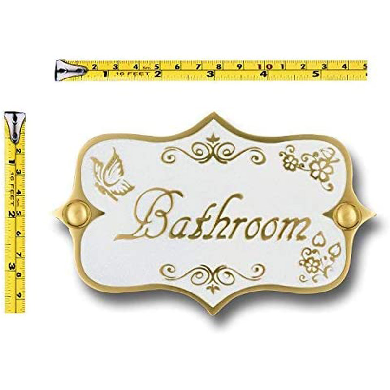 Bathroom Brass Door Sign. Vintage Shabby Chic Style Home Décor Wall Plaque Handmade