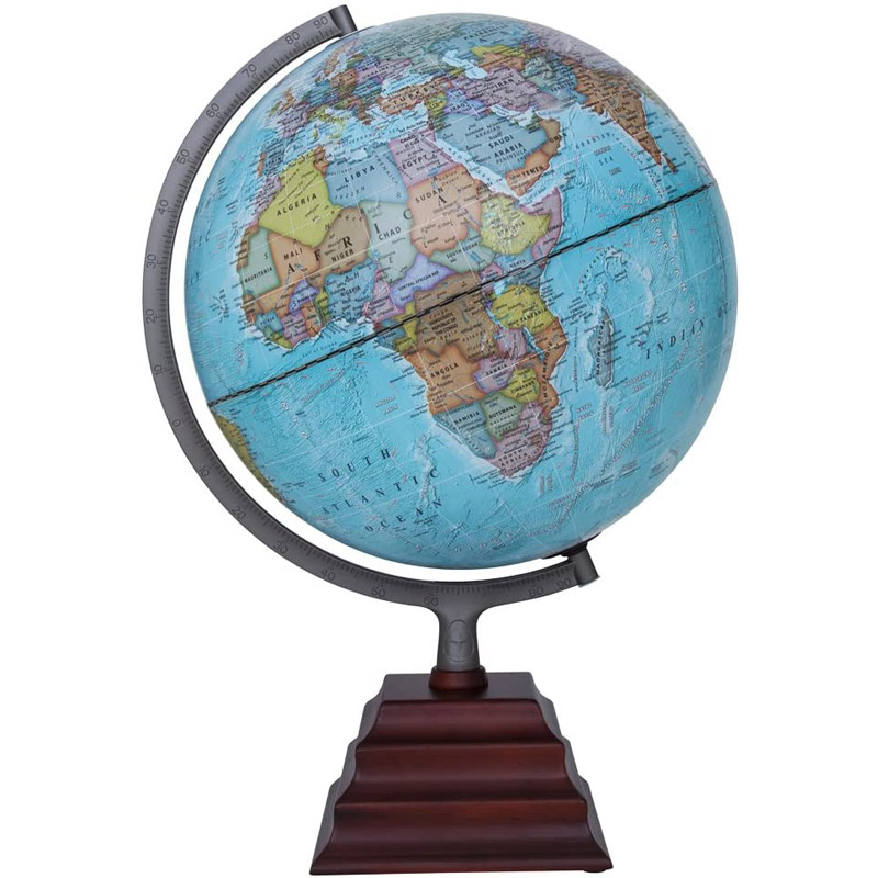 Pacific II Illuminated Desktop Globe - Tall Decorative Illuminated Globe, Up to Date World Globe, 12 Inches Diameter, Blue - Illuminated