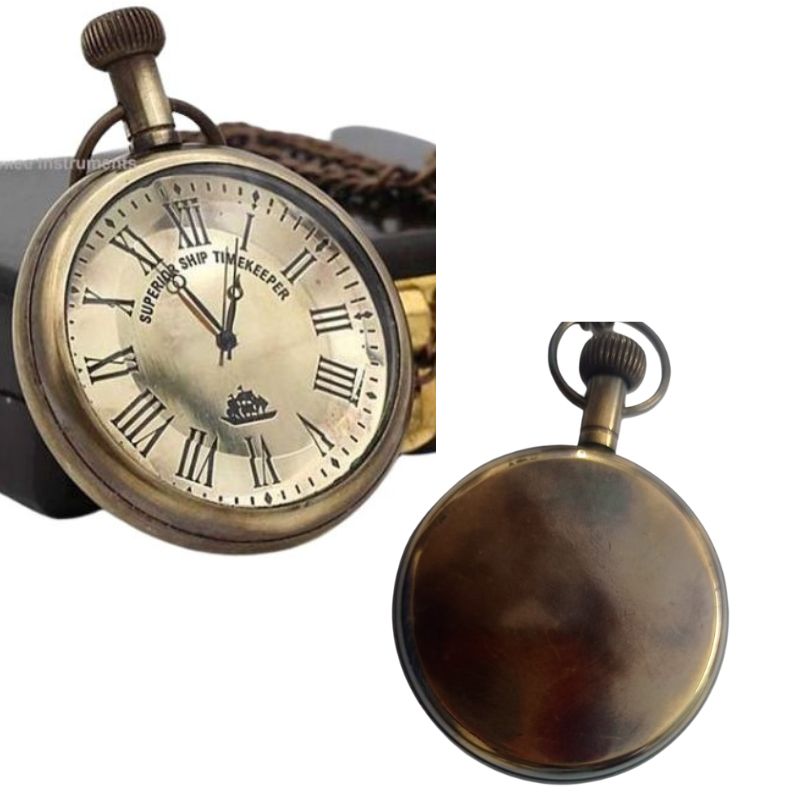  Ship Brass Pocket Watch Plain