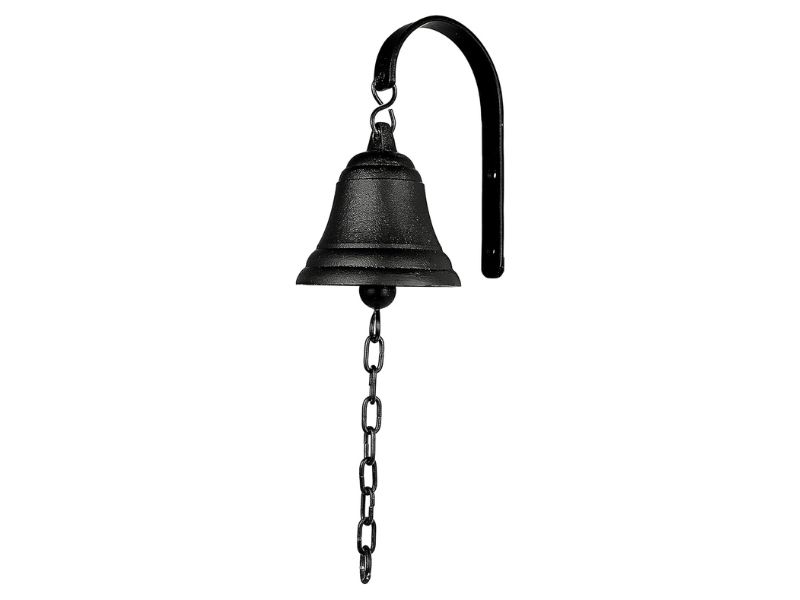 Vintage Cast Iron Dinner Bell – Wall Mounted Rustic Farmhouse Entry Door Bell, Outdoor Hanging Gate Bell, Indoor Decorative Antique Iron Bell for Home, Porch, or Garden Décor