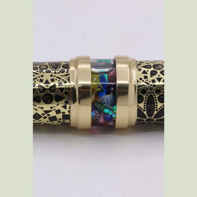 Handmade Solid Wood Display Stand for Dual Side Brass Wedding Kaleidoscope Liquid Object Chamber Unique Optical Collectible