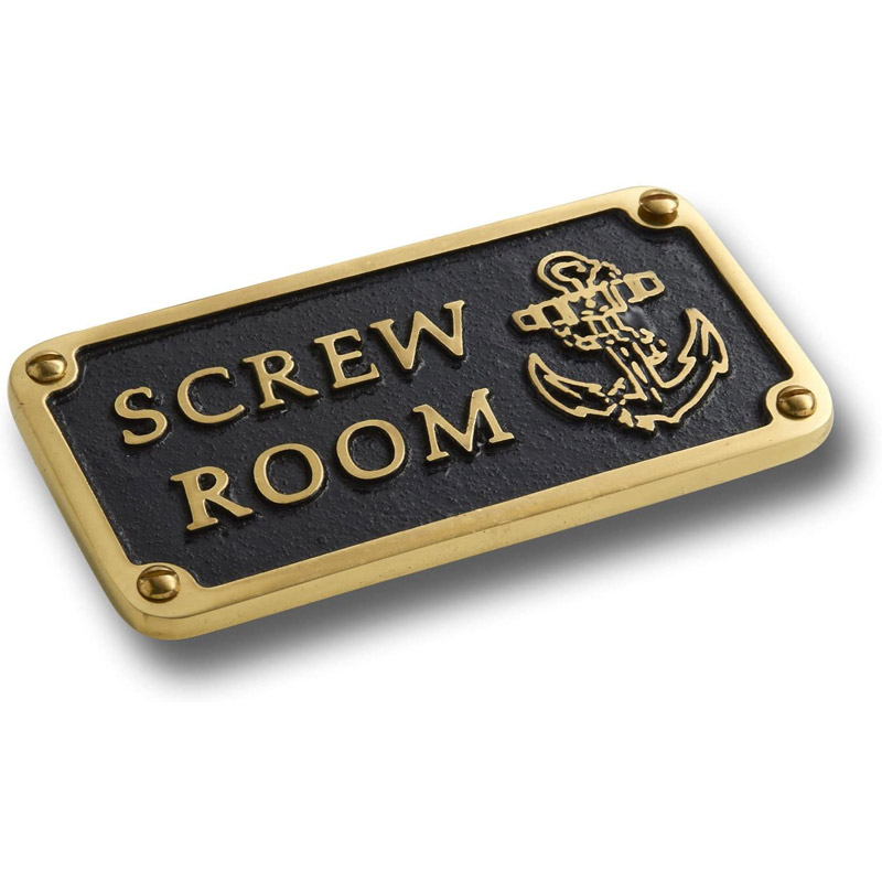 Nautical Bathroom Décor Accessories Brass Plaque. Beach Theme Funny Wall Decoration Screw Room Sign