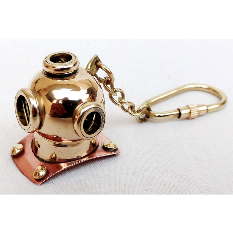 Nautical Brass Diving Helmet Key Chain Vintage Maritime Divers Helmet Key Ring