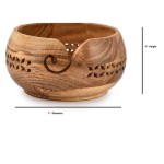 Acacia Wood Yarn Bowl Holder |Hand Carved Yarn Bowls for DIY Knitting Crocheting Accessories (7 x 7x 4 )