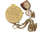 Trust in The Lord, Proverbs 3:5-6 | Solid Brass Engraved Compass with Leather Case | Christian Gifts for Men, Boys & Girls | Baptism, First Communion, Confirmation, Inspirational Faith Gift