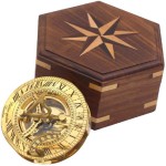 Roorkee Instruments Antique Nautical Vintage Directional Magnetic Sundial Clock Pocket Compass Quote Engraved Baptism Gifts with Wooden Case for Loved Ones, Father, Love 3 inches Hatton Garden London 18