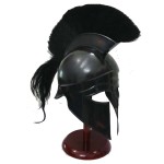 Greek Corinthian Helmet Ancient Medieval Armor Knight Spartan Replica Helmet with Black Plume