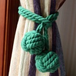 2pcs Braided Drapery Tiebacks Curtain Holdbacks Hand Knitting with Double Ball Cotton Rope Tassel - Green