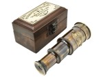 Handcrafted Vintage Brass Spyglass Telescope with Wooden Box – Victorian Marine Style Collapsible Pirate Scope | Nautical Decor, Collectible Gift for Men, Explorer & Maritime Enthusiasts