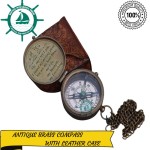 Antique Nautical Vintage Directional Magnetic Compass with Famous Scripture Quote Engraved Baptism Gifts with Leather Case for Loved Ones, Son, Father, Love, Partner, Spouse, Fiancé.
