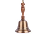 Premium Solid Brass Service Bell Handheld Loud Call Bell with Wooden Handle for Church Restaurant Hotel Reception Office Event Holiday Use Brass Finish