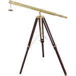 Vintage Solid Brass Nautical Port Marine Navy Telescope Single Barrel Brass Finish &amp;amp; Brown (Single Barrel Telescope (Height: 65 Inches)