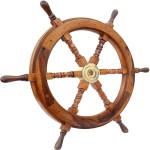 Nautical Pirate Deluxe Class Wood and Brass Decorative Ship Wheel 30 Inches - Nautical Home Decoration Gifts