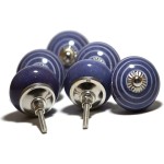 Set of 6 Ceramic Knobs - Cabinet knobs - Drawer knobs - Cabinet pulls - Door knobs - Dresser knobs (Purple Circle)