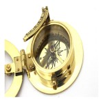 Brass Sundial Compass -Solid Brass Pocket Sundial - West London with Wooden Box