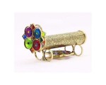 Handmade Brass Spiral Kaleidoscope with Interchangeable Resin Wheels & Wooden Display Stand – Vintage Optical Art Toy, Collectible for Adults, Unique Gift for Collectors & Home Décor