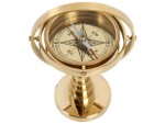 Brass Gimbals Nautical Compass with Rotating Axis and Stand | Fully Functional Maritime Directional Compass | Brass Finish Decorative Compass Gift for Sailors, Captains, Office & Home Decor