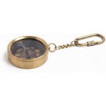 Brass Compass Keychain, Vintage-Style Nautical Pocket Compass Key Ring with Metal Chain and Clip, Mini Navigation Keychain for Sailors, Travelers & Collectors