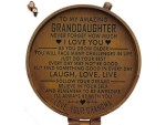 To My Granddaughter Brass Compass – Inspirational Engraved Compass with Leather Case, Vintage Nautical Gift, Graduation, Birthday, or Christmas Keepsake from Grandma