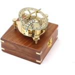  Antique Nautical Vintage Directional Magnetic Sundial Clock Pocket Marine Compass Essential Baptism Gifts with Wooden Case for Loved Ones, Son, Love, Partner, Spouse, Fiancé 3