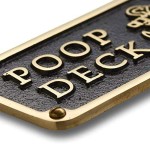 Nautical Bathroom Décor Accessories Brass Plaque. Beach Theme Funny Wall Decoration Poop Deck Sign